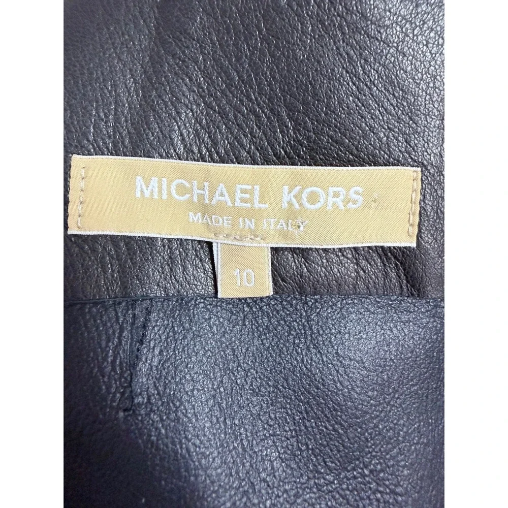 Michael Kors Collection  Black Leather Shift Dress Size 10 Made in Italy Y2K